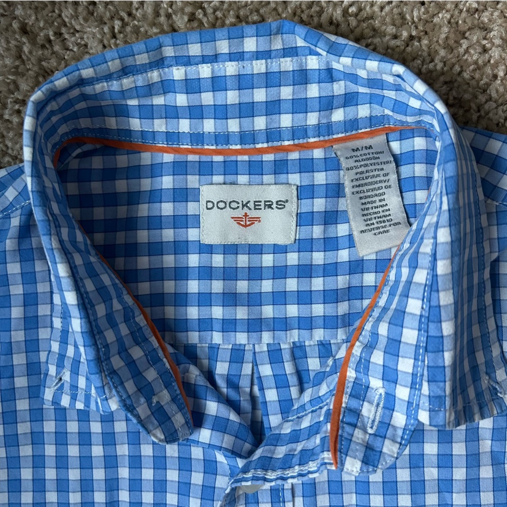M Blue & White Dockers Button Up Long Sleeve Size M |A73 - Picture 3 of 8